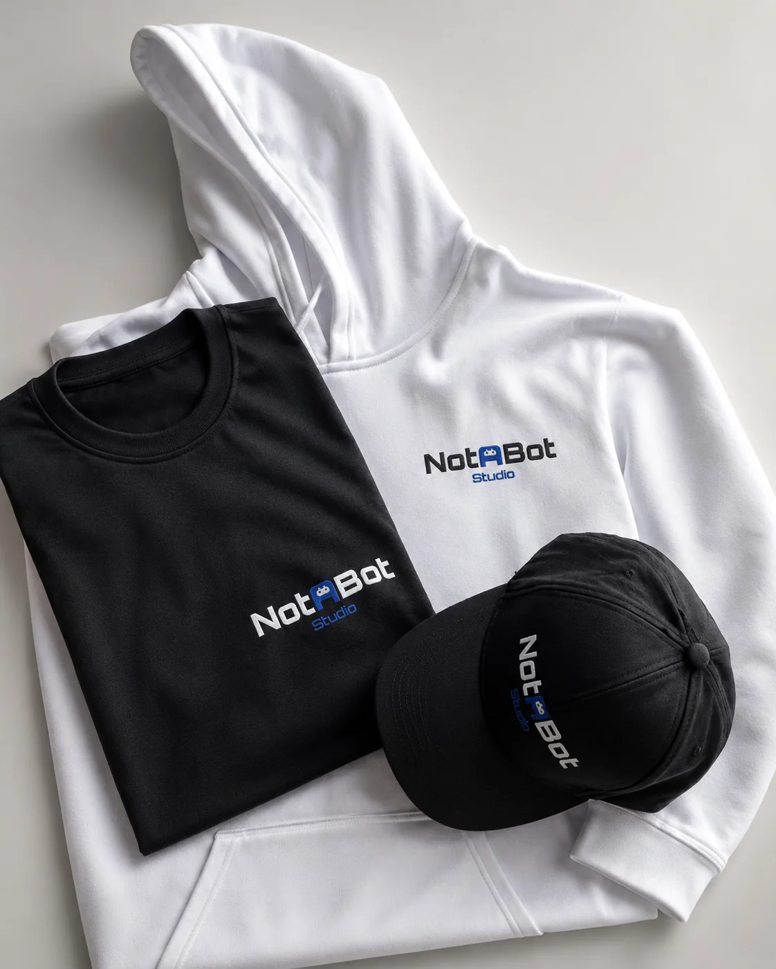 Notabot Studio hoodie, long sleeve top and cap bundle